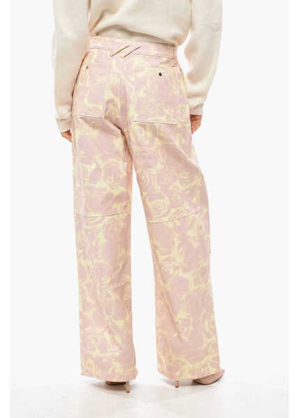 Pantaloni casual Burberry Cotton Straight Fit Pants With Floral Motif Pink Femei (BM 19305575) 3