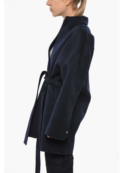 Paltoane SA SU PHI Cashmere Blend Valentina Coat With Belt Blue Femei (BM 19305587) 2