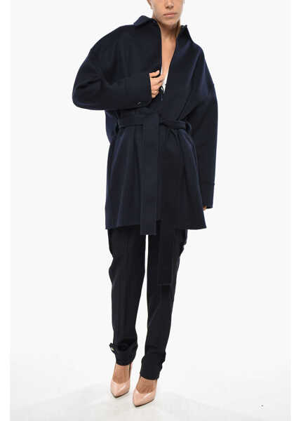 Paltoane SA SU PHI Cashmere Blend Valentina Coat With Belt Blue Femei (BM 19305587) 4