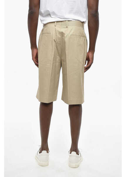 Pantaloni scurti Salvatore Ferragamo Solid Color Lightweight Cotton Shorts With Belt Loops Beige Barbati (BM 19305590) 2