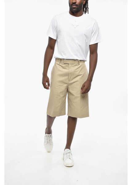 Pantaloni scurti Salvatore Ferragamo Solid Color Lightweight Cotton Shorts With Belt Loops Beige Barbati (BM 19305590) 4
