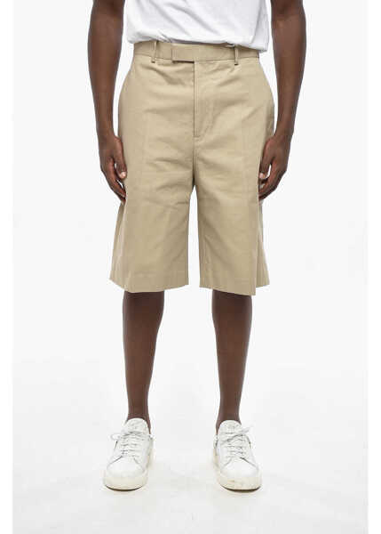 Pantaloni scurti Salvatore Ferragamo Solid Color Lightweight Cotton Shorts With Belt Loops Beige Barbati (BM 19305590) 1