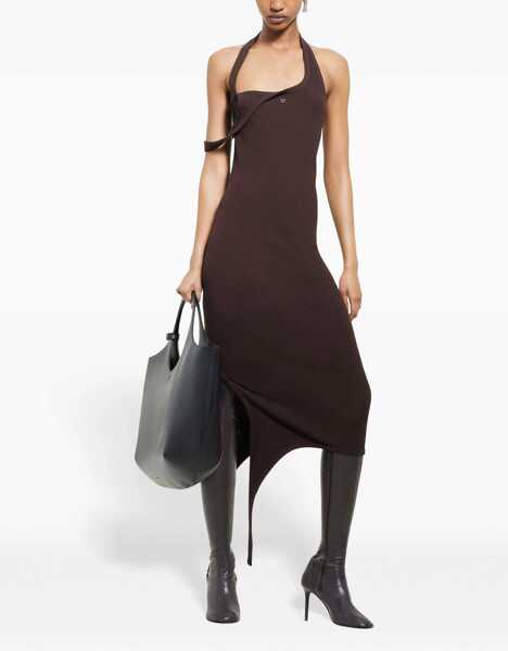 Rochii lungi COURRGES Ribbed Dress With Criss Cross Detail Brown Femei (BM 19305602) 2