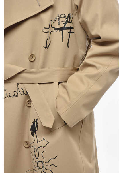 Trenciuri 1989 STUDIO Embroidered Double-Breasted Trench With Belt Beige Barbati (BM 19305605) 3