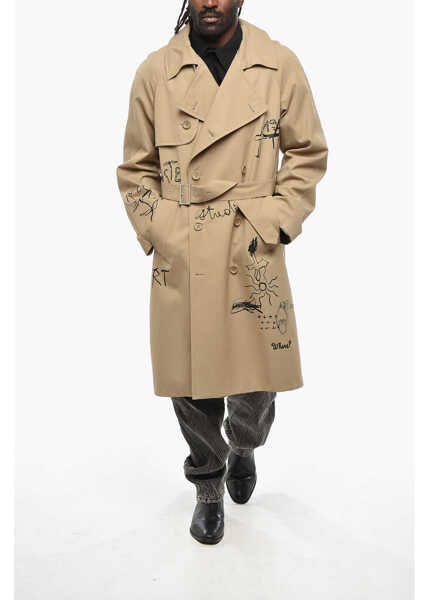 Trenciuri 1989 STUDIO Embroidered Double-Breasted Trench With Belt Beige Barbati (BM 19305605) 4