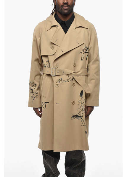 Trenciuri 1989 STUDIO Embroidered Double-Breasted Trench With Belt Beige Barbati (BM 19305605) 1