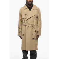 Trenciuri Embroidered Double-Breasted Trench With Belt Barbati