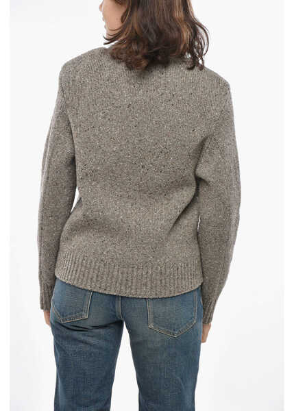 Pulovere casual Bottega Veneta Crew Neck Wool Blend Pullover Brown Femei (BM 19305608) 2