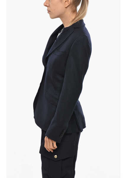 Sacouri Maurizio Miri Half-Lined Wool Blazer With Raw Cut Edges Blue Femei (BM 19305626) 2