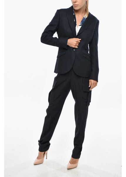 Sacouri Maurizio Miri Half-Lined Wool Blazer With Raw Cut Edges Blue Femei (BM 19305626) 4