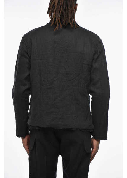 Sacouri NEVER ENOUGH Solid Color Linen Blazer With Notch Lapel Black Barbati (BM 19305629) 2