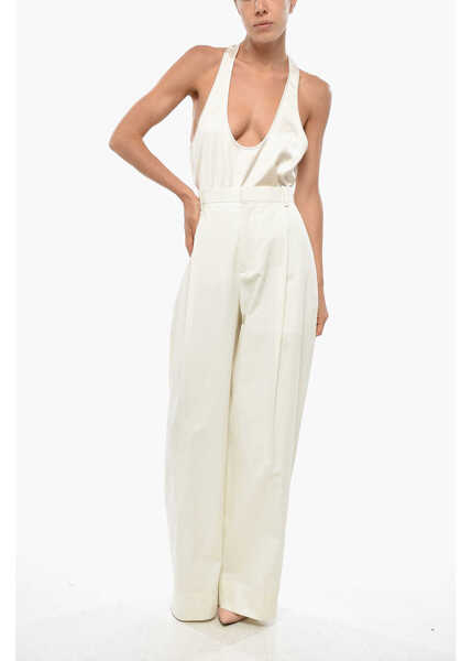 Pantaloni casual Bottega Veneta Double-Pleated Cotton Pants With Hidden Closure White Femei (BM 19305632) 3