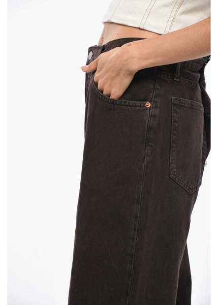 Pantaloni casual RE/DONE Loose Fit Cropepd 5 Pockets Pants Brown Femei (BM 19305635) 2