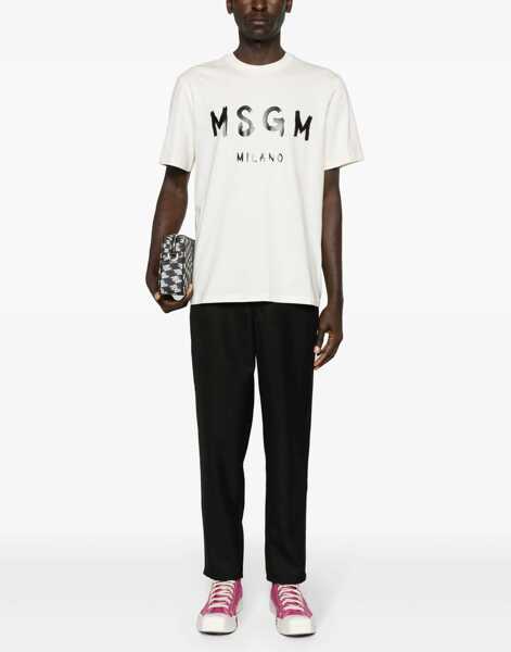 Tricouri MSGM Cotton T-Shirt WHITE Barbati (BM 19305785) 2