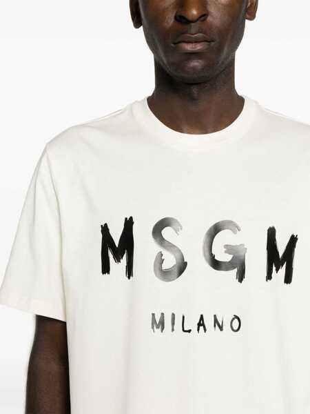 Tricouri MSGM Cotton T-Shirt WHITE Barbati (BM 19305785) 5