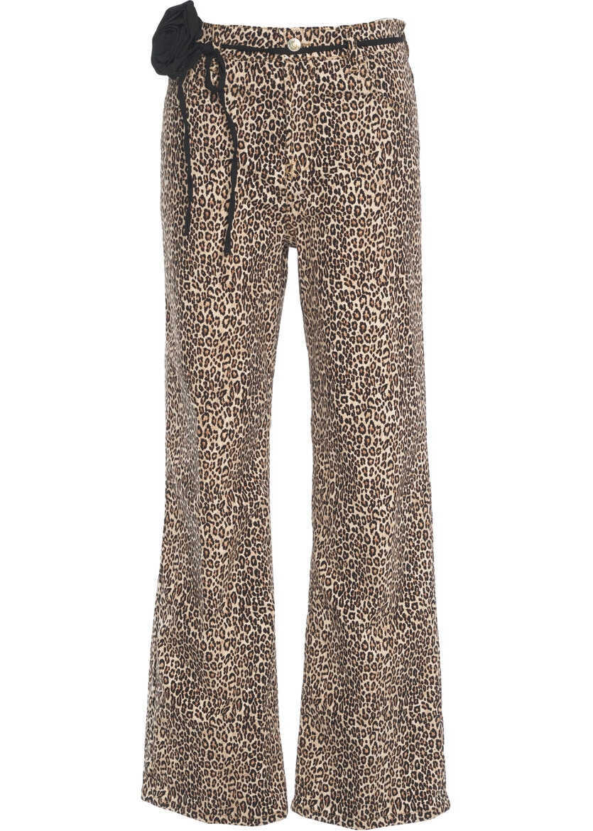 Pantaloni casual Liu Jo Pants with animal print Brown Femei (BM 19305833) 2