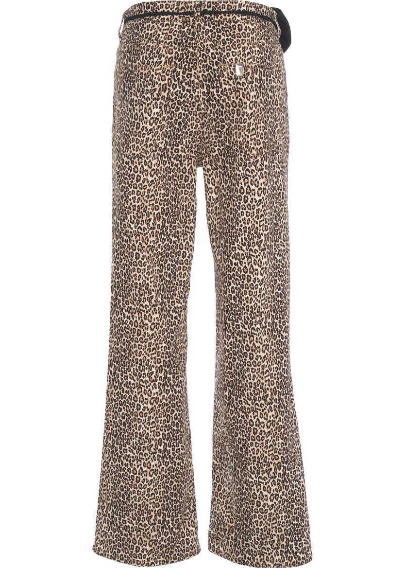Pantaloni casual Liu Jo Pants with animal print Brown Femei (BM 19305833) 4