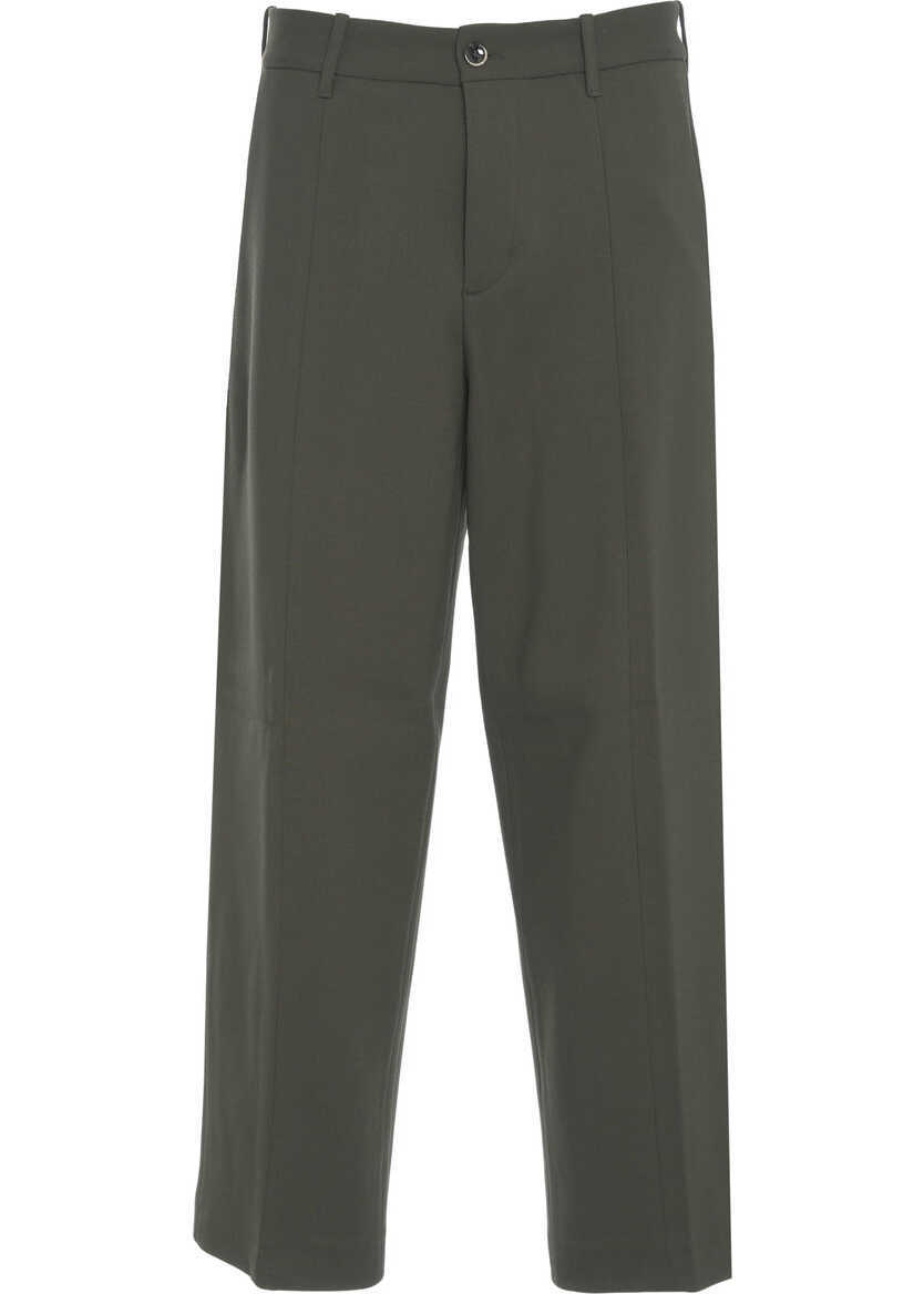 Pantaloni casual Nine in the morning Pants with pressed pleats Meteorite Olive Barbati (BM 19305845) 1