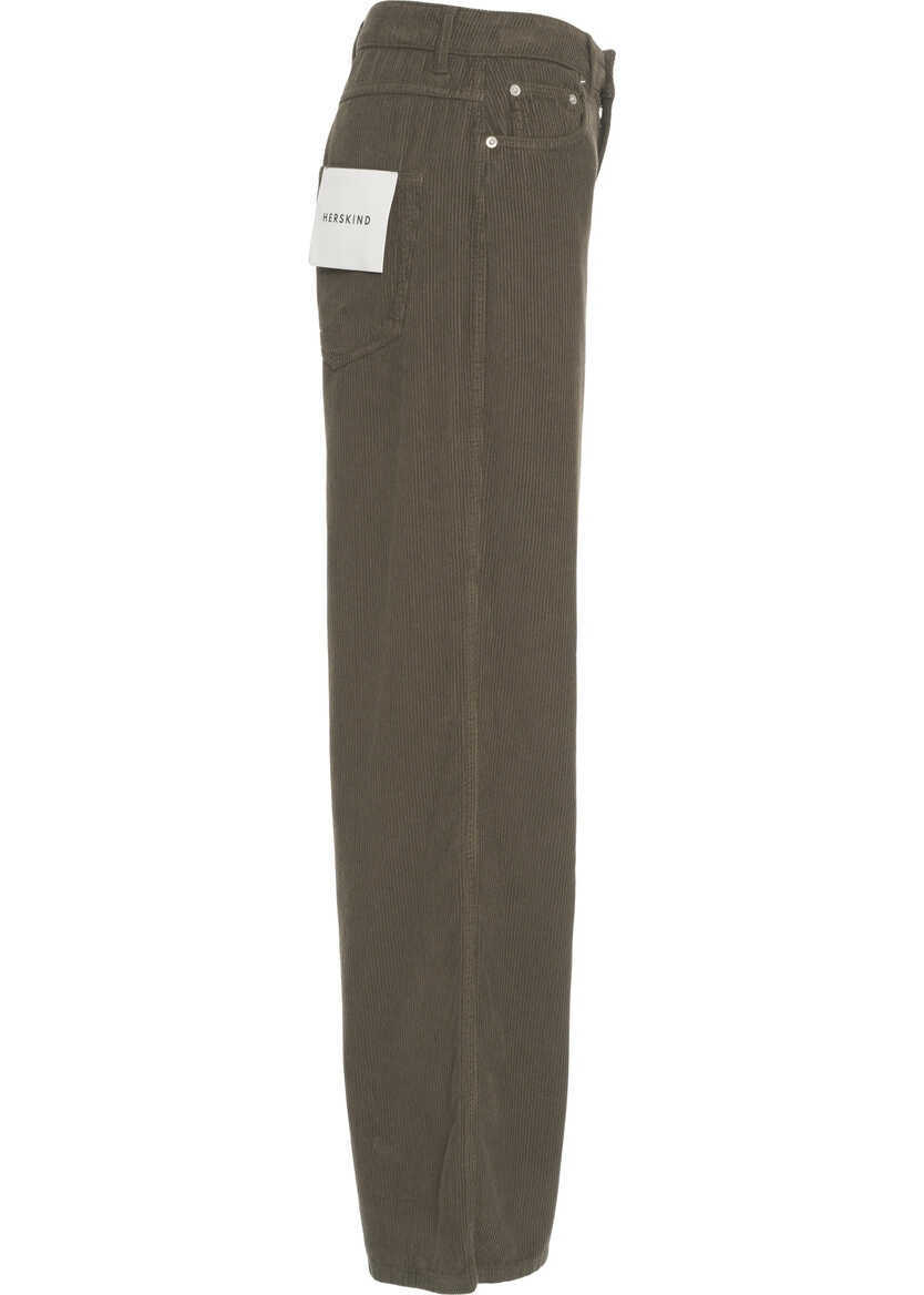 Pantaloni casual Herskind Corduroy pants Kat Olive Femei (BM 19305857) 3