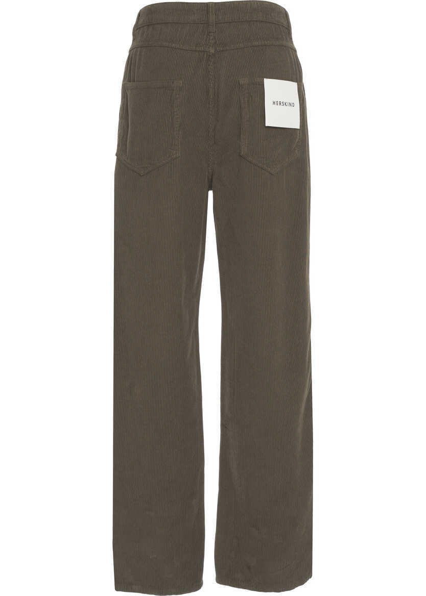 Pantaloni casual Herskind Corduroy pants Kat Olive Femei (BM 19305857) 4