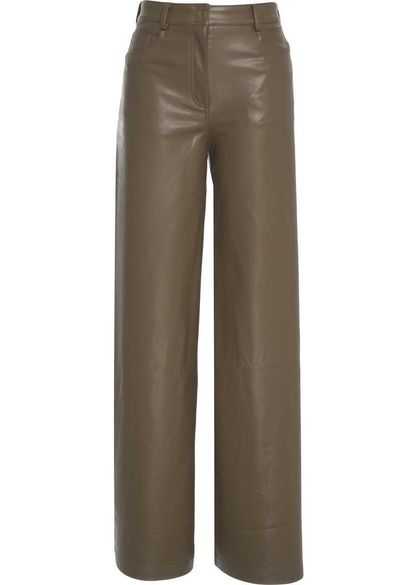 Pantaloni office NORMA KAMALI Faux leather pants Brown Femei (BM 19305863) 2