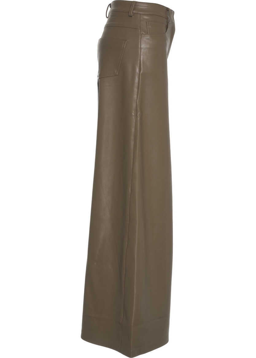 Pantaloni office NORMA KAMALI Faux leather pants Brown Femei (BM 19305863) 3
