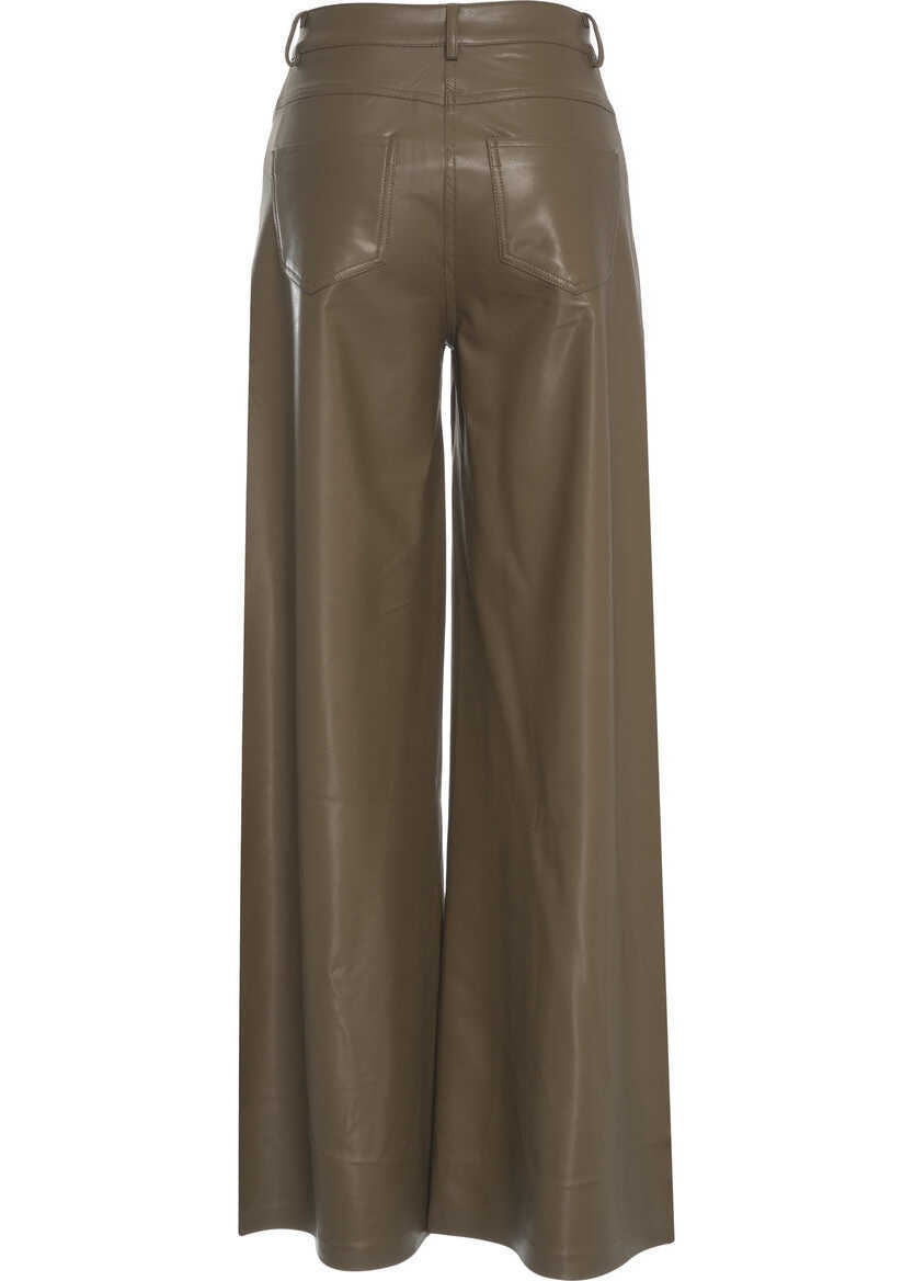 Pantaloni office NORMA KAMALI Faux leather pants Brown Femei (BM 19305863) 4