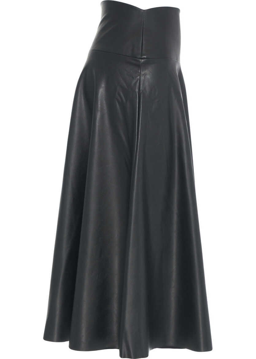 Fuste lungi NORMA KAMALI Midi skirt made of faux leather Black Femei (BM 19305935) 3