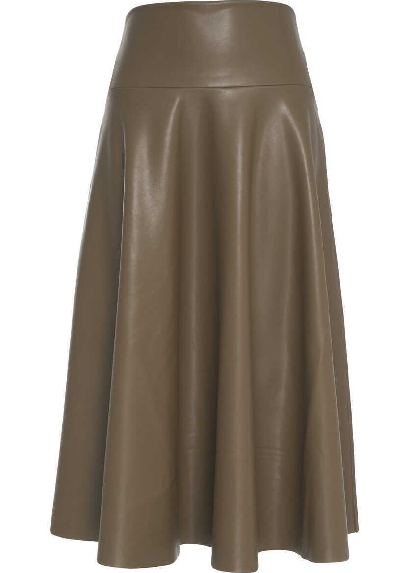 Fuste lungi NORMA KAMALI Midi skirt made of faux leather Olive Femei (BM 19305935) 2