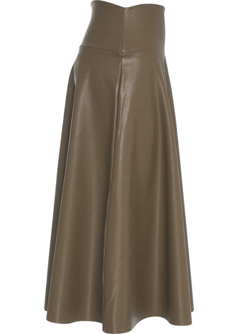 Fuste lungi NORMA KAMALI Midi skirt made of faux leather Olive Femei (BM 19305935) 3