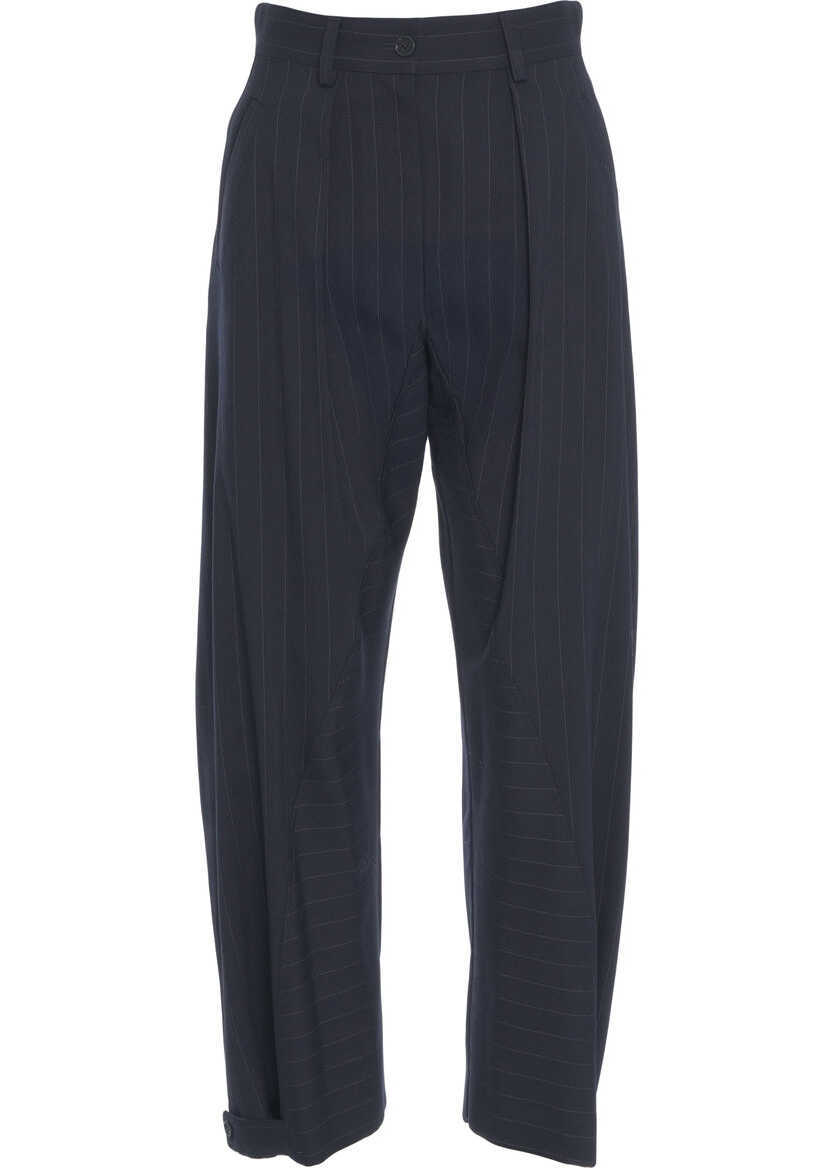Pantaloni casual Pinko Pants with pinstripes Blue Femei (BM 19305941) 2