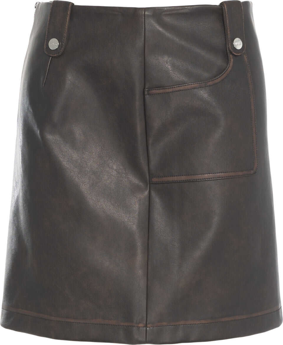Fuste scurte Liu Jo White Faux leather miniskirt Brown Femei (BM 19305989) 2