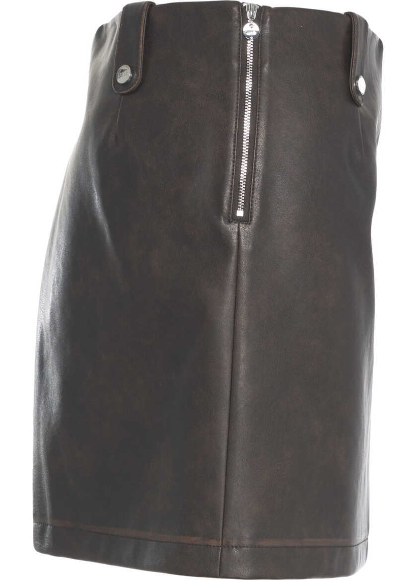 Fuste scurte Liu Jo White Faux leather miniskirt Brown Femei (BM 19305989) 3