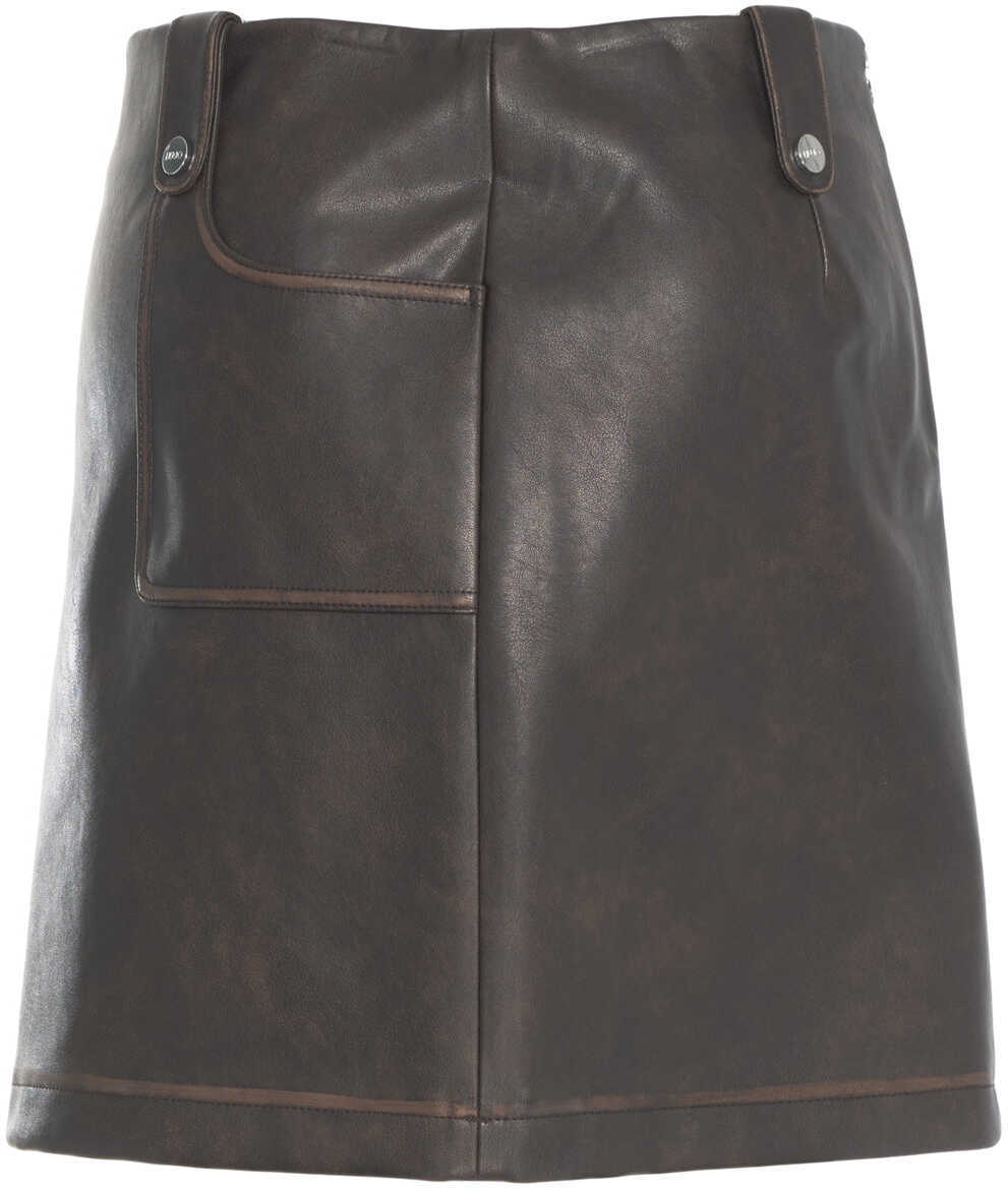 Fuste scurte Liu Jo White Faux leather miniskirt Brown Femei (BM 19305989) 4