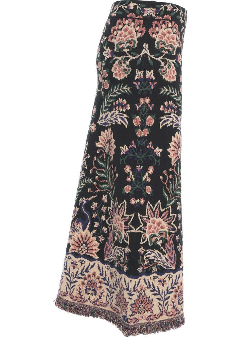 Fuste lungi Farmrio Midi skirt with floral print Black Femei (BM 19306028) 3