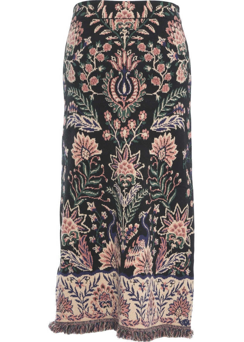 Fuste lungi Farmrio Midi skirt with floral print Black Femei (BM 19306028) 4