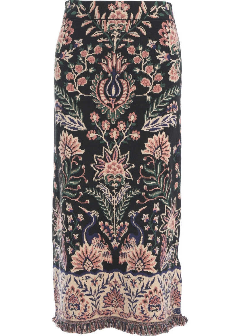 Fuste lungi Farmrio Midi skirt with floral print Black Femei (BM 19306028) 1