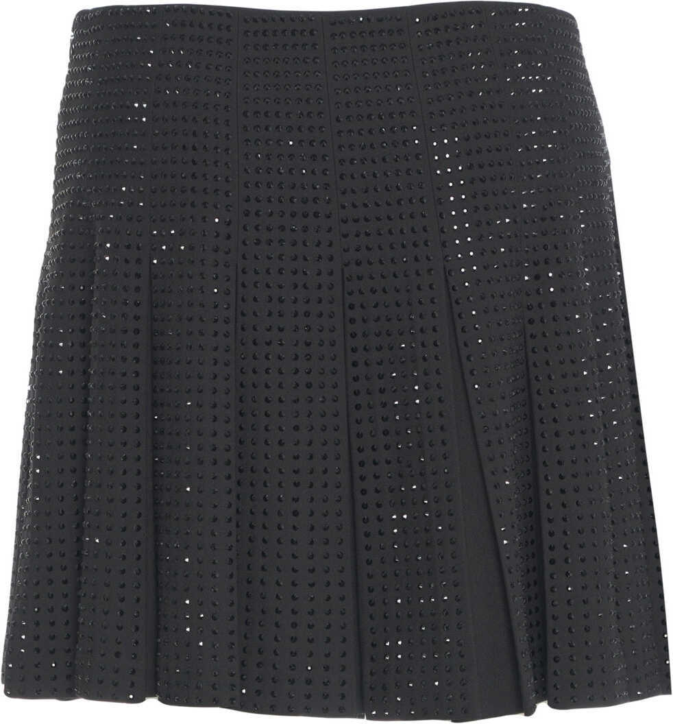 Fuste scurte Pinko Mini skirt with rhinestones Marisol Black Femei (BM 19306043) 4