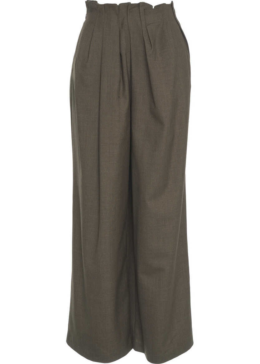 Pantaloni office Viktoriachan Pleated trousers Tatiana Green Femei (BM 19306049) 2