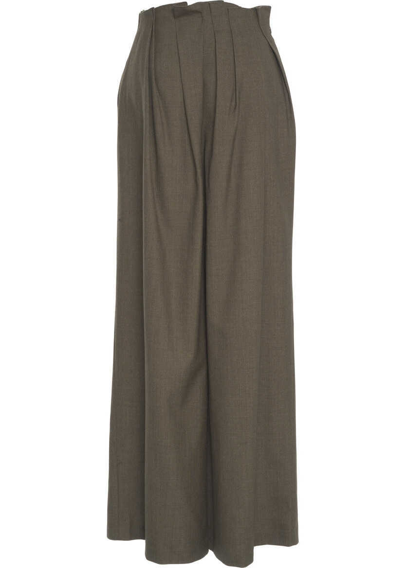 Pantaloni office Viktoriachan Pleated trousers Tatiana Green Femei (BM 19306049) 4