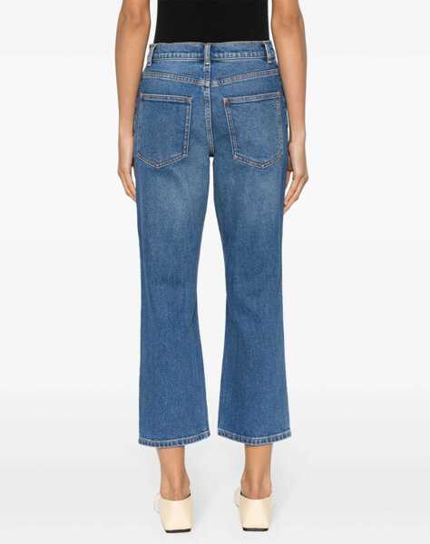 Blugi drepti Tory Burch Regular Waist Straight Leg Jeans With Golden Effect Button 1 Blue Femei (BM 19306199) 4
