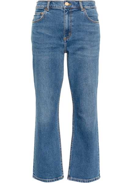 Blugi drepti Tory Burch Regular Waist Straight Leg Jeans With Golden Effect Button 1 Blue Femei (BM 19306199) 1