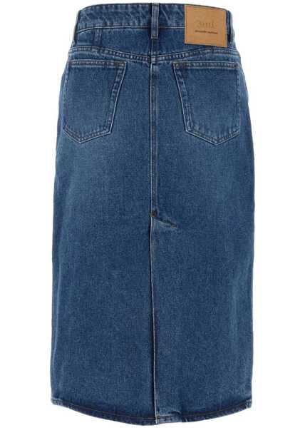 Fuste lungi AMI ALEXANDRE MATTIUSSI Denim Longuette Skirt With Frontal Split Blue Femei (BM 19306226) 2