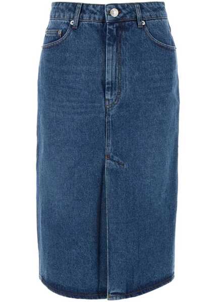 Fuste lungi AMI ALEXANDRE MATTIUSSI Denim Longuette Skirt With Frontal Split Blue Femei (BM 19306226) 1