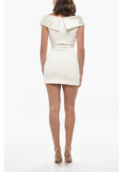 Rochii scurte Alessandra Rich Front Buttoned Cady Minidress With Satin Details White Femei (BM 19306229) 2