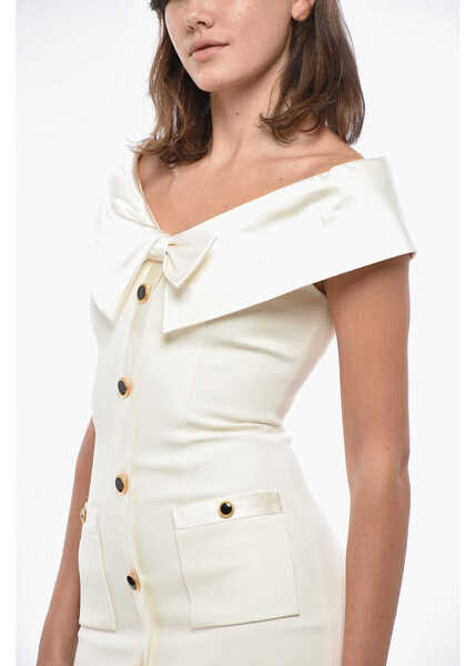 Rochii scurte Alessandra Rich Front Buttoned Cady Minidress With Satin Details White Femei (BM 19306229) 3