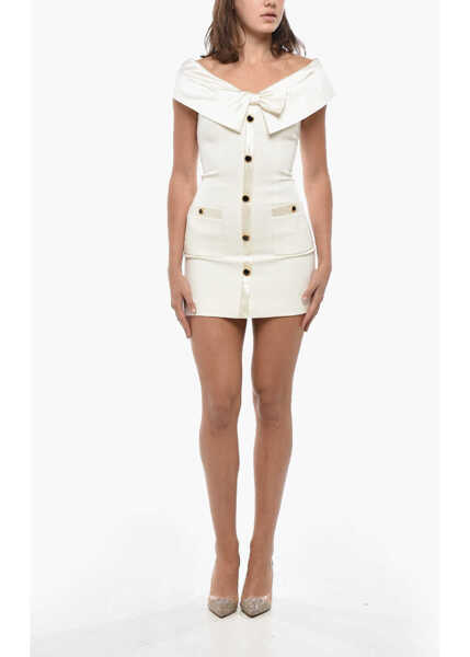 Rochii scurte Alessandra Rich Front Buttoned Cady Minidress With Satin Details White Femei (BM 19306229) 1