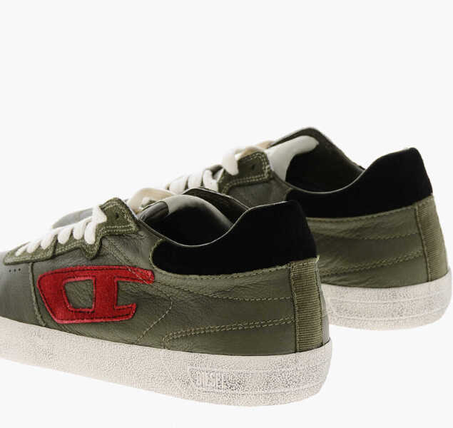 Sneakers Diesel Solid Color Leather S-Leroji Low-Top Sneakers Green Barbati (BM 19306232) 2