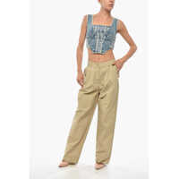Imbracaminte SAKS POTTS Dama - Pantaloni casual SAKS POTTS Nylon Double Pleat Lele Pants With Ton On Ton Button Beige Femei (BM 19306235) - B-mall.ro