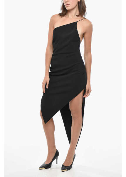 Rochii lungi Alexander Wang One-Shoulder Wool Dress With Asymmetric Design Black Femei (BM 19306238) 1